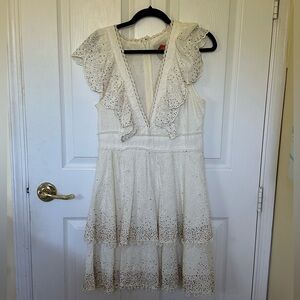 Farm Rio Eyelet Mini Beaded Dress Size S